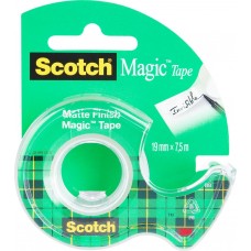 Клейкая лента SCOTCH Magic на мини-диспенсере, невидимая 19мм Арт. 7100093940, 7,5м, США