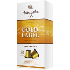 Купить Кофе AMBASSADOR Gold Label молотый в капсулах к/уп, Россия, 10 кап в Ленте