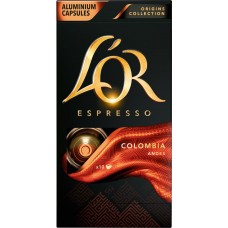 Кофе молотый в капсулах L’OR Espresso Colombia Andes натуральный жареный, 10кап, Франция, 10 кап
