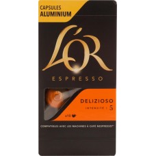 Кофе молотый в капсулах L’OR Espresso Delizioso натуральный жареный, 10шт, Франция, 10 кап