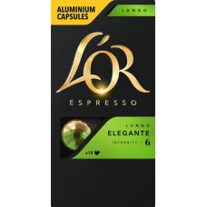 Кофе молотый в капсулах L'OR Espresso Lungo Elegante натуральный жареный, 10кап, Франция, 10 кап