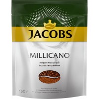 Кофе растворимый с добавлением молотого JACOBS Millicano натуральный сублимированный, 150г, Россия, 150 г