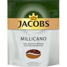 Кофе растворимый с добавлением молотого JACOBS Millicano натуральный сублимированный, 200г, Россия, 200 г