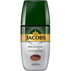 Кофе растворимый с добавлением молотого JACOBS Millicano сублимированный натуральный, ст/б, 160г, Россия, 160 г