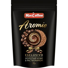 Купить Кофе растворимый с добавлением молотого MACCOFFEE Aromio натуральный сублимированный, 75г, Россия, 75 г в Ленте