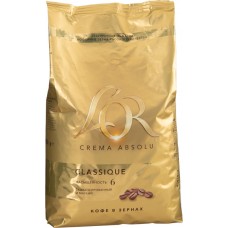 Кофе зерновой L’OR Crema Absolu Classique натуральный жареный, 1кг, Россия, 1000 г
