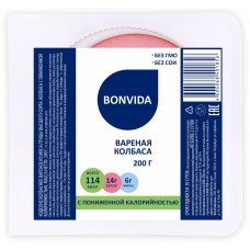 Купить Колбаса вареная BONVIDA с пониженной калорийностью, нарезка, 200г, Россия, 200 г в Ленте