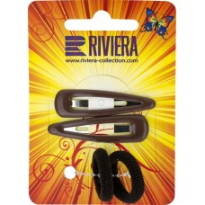 Купить Комплект детский RIVIERA резинка 2шт + заколка 2шт, металл/текстиль 55401, Китай в Ленте