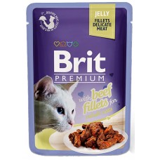 Купить Корм для кошек BRIT кусочки филе говядины в желе пауч, Чехия, 85 г в Ленте