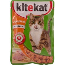 Корм для кошек KITEKAT С индейкой в соусе, Россия, 85 г