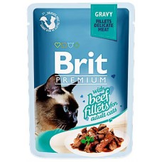 Корм консервированный для кошек BRIT Premium Cat кусочки филе говядины в соусе, 85г, Чехия, 85 г