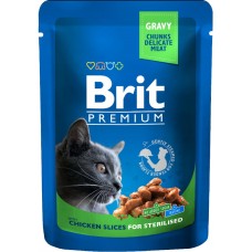Корм консервированный для кошек BRIT Premium Cat с курочкой, для стерилизованных, 100г, Чехия, 100 г