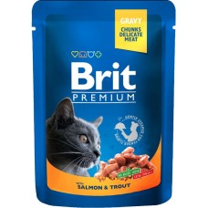 Купить Корм консервированный для кошек BRIT Premium Cat с лососем и форелью, 100г, Чехия, 100 г в Ленте