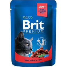 Купить Корм консервированный для кошек BRIT Premium Cat с рагу из говядины и горошком, 100г, Чехия, 100 г в Ленте