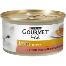 Корм консервированный для кошек GOURMET Gold террин с уткой, морковью и шпинатом по-французски, 85г, Франция, 85 г