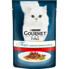 Купить Корм консервированный для кошек GOURMET Perle мини-филе с говядиной, 85г, Франция, 85 г в Ленте