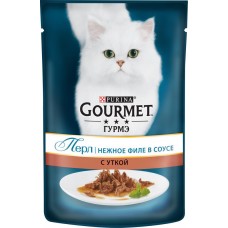 Корм консервированный для кошек GOURMET Perle мини-филе в подливке с уткой, 85г, Франция, 85 г