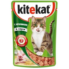 Купить Корм консервированный для кошек KITEKAT с сочными кусочками кролика в соусе, 85г, Россия, 85 г в Ленте