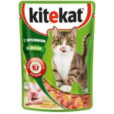 Купить Корм консервированный для кошек KITEKAT с сочными кусочками кролика в желе, 85г, Россия, 85 г в Ленте