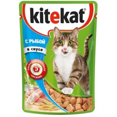 Корм консервированный для кошек KITEKAT с сочными кусочками рыбы в соусе, 85г, Россия, 85 г