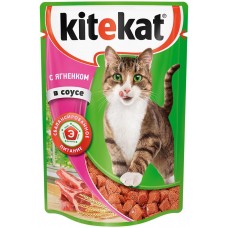 Корм консервированный для кошек KITEKAT с сочными кусочками ягненка в соусе, 85г, Россия, 85 г