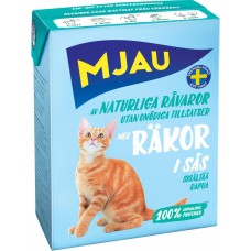 Купить Корм консервированный для кошек MJAU мясные кусочки в соусе с креветками, 370г, Швеция, 370 г в Ленте