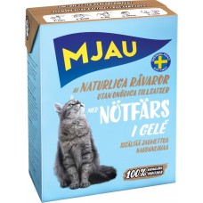 Купить Корм консервированный для кошек MJAU мясные кусочки в желе с рубленой говядиной, 380г, Швеция, 380 г в Ленте
