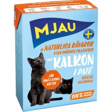 Купить Корм консервированный для кошек MJAU мясной паштет с индейкой, 380г, Швеция, 380 г в Ленте