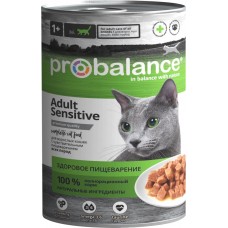 Корм консервированный для кошек PROBALANCE Sensitive с чувствительным пищеварением, 415г, Россия, 415 г