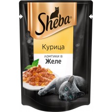 Корм консервированный для кошек SHEBA ломтики в желе с курицей, 85г, Россия, 85 г
