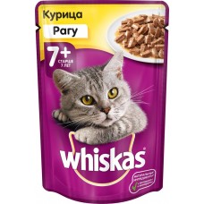 Корм консервированный для кошек WHISKAS Рагу с курицей 7+, 85г, Россия, 85 г