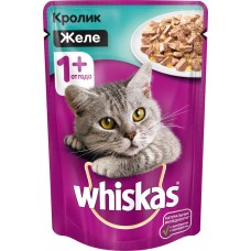 Купить Корм консервированный для кошек WHISKAS Желе с кроликом, 85г, Россия, 85 г в Ленте