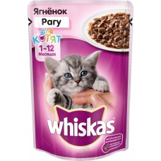 Корм консервированный для котят WHISKAS рагу с ягненком от 1–12 месяцев, 85г, Россия, 85 г