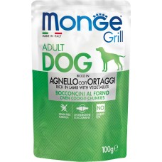 Корм консервированный для собак MONGE Dog Grill Pouch Ягненок с овощами, 100г, Италия, 100 г