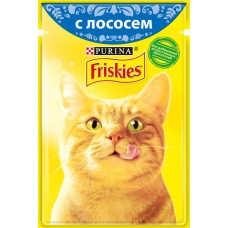 Корм консервированный для взрослых кошек FRISKIES с лососем в подливе, полнорационный, 85г, Россия, 85 г