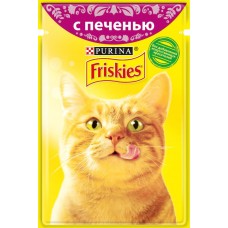 Купить Корм консервированный для взрослых кошек FRISKIES с печенью в подливе, полнорационный, 85г, Россия, 85 г в Ленте