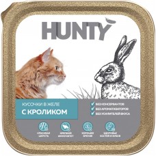 Купить Корм консервированный для взрослых кошек HUNTY с кроликом, кусочки в желе, 100г, Россия, 100 г в Ленте