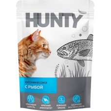Купить Корм консервированный для взрослых кошек HUNTY с рыбой в соусе, 100г, Таиланд, 100 г в Ленте