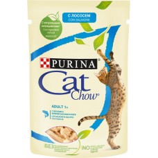 Корм консервированный для взрослых кошек PURINA CAT CHOW Adult с лососем и зеленой фасолью в желе, 85г, Россия, 85 г
