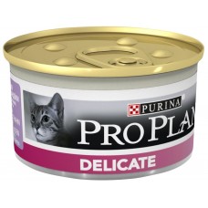 Купить Корм консервированный для взрослых кошек PURINA PRO PLAN Delicate мусс с индейкой, при чувствительном пищеварении или с особыми предпочтениями в еде, 85г, Россия, 85 г в Ленте