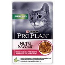Корм консервированный для взрослых кошек PURINA PRO PLAN Nutri Savour с уткой в соусе, для стерилизованных и кастрированных, 85г, Россия, 85 г
