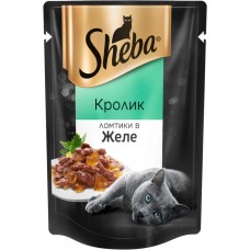 Корм консервированный для взрослых кошек SHEBA с кроликом, ломтики в желе, 85г, Россия, 85 г