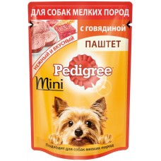 Корм консервированный для взрослых собак PEDIGREE паштет с говядиной, для миниатюрных пород, 80г, Россия, 80 г