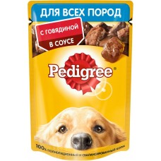 Купить Корм консервированный для взрослых собак PEDIGREE с говядиной в соусе, для всех пород, 85г, Россия, 85 г в Ленте