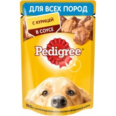 Корм консервированный для взрослых собак PEDIGREE с курицей в соусе, для всех пород, 85г, Россия, 85 г