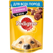Купить Корм консервированный для взрослых собак PEDIGREE желе с ягненком, для всех пород, 85г, Россия, 85 г в Ленте