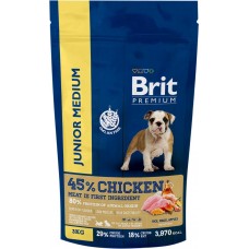Корм сухой для молодых собак BRIT Premium Junior M, для средних пород, 3кг, Чехия, 3 кг