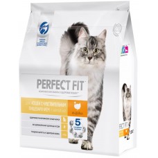Корм сухой для взрослых кошек PERFECT FIT с индейкой, с чувствительным пищеварением, 1,2кг, Россия, 1,2 кг