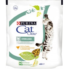 Корм сухой для взрослых кошек PURINA CAT CHOW с домашней птицей, для стерилизованных и кастрированных, 400г, Россия, 400 г