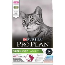 Корм сухой для взрослых кошек PURINA PRO PLAN Adult Sterilised с треской и форелью, для стерилизованных и кастрированных, 3кг, Франция, 3000 г